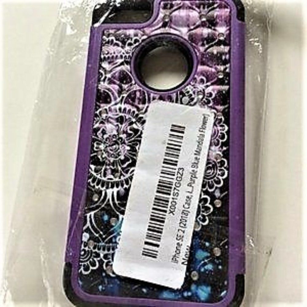IPhone SE 2 PURPLE BLUE MANDALA FLOWER PHONE CASE
